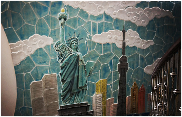 Tượng nữ thần tự do được khắc họa bằng nghệ thuật Mosaic