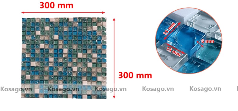 Kích thước gạch mosaic BV004 Kích thước gạch mosaic BV004