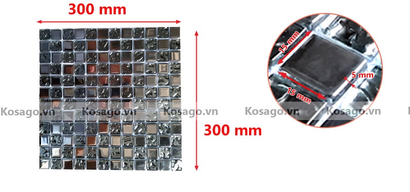 Kích thước gạch mosaic trang trí BV007 Kích thước gạch mosaic trang trí BV007