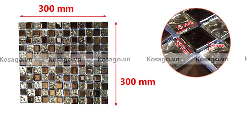 Kích thước gạch mosaic BV020 Kích thước gạch mosaic trang trí BV020