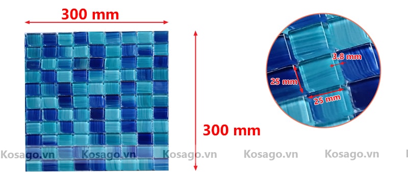 Kích thước của gạch mosaic BV003 Kích thước của gạch mosaic BV003