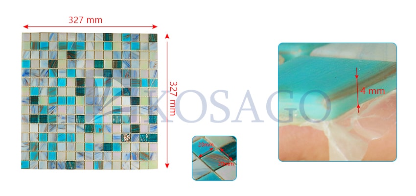 Kích thước gạch mosaic NO2001